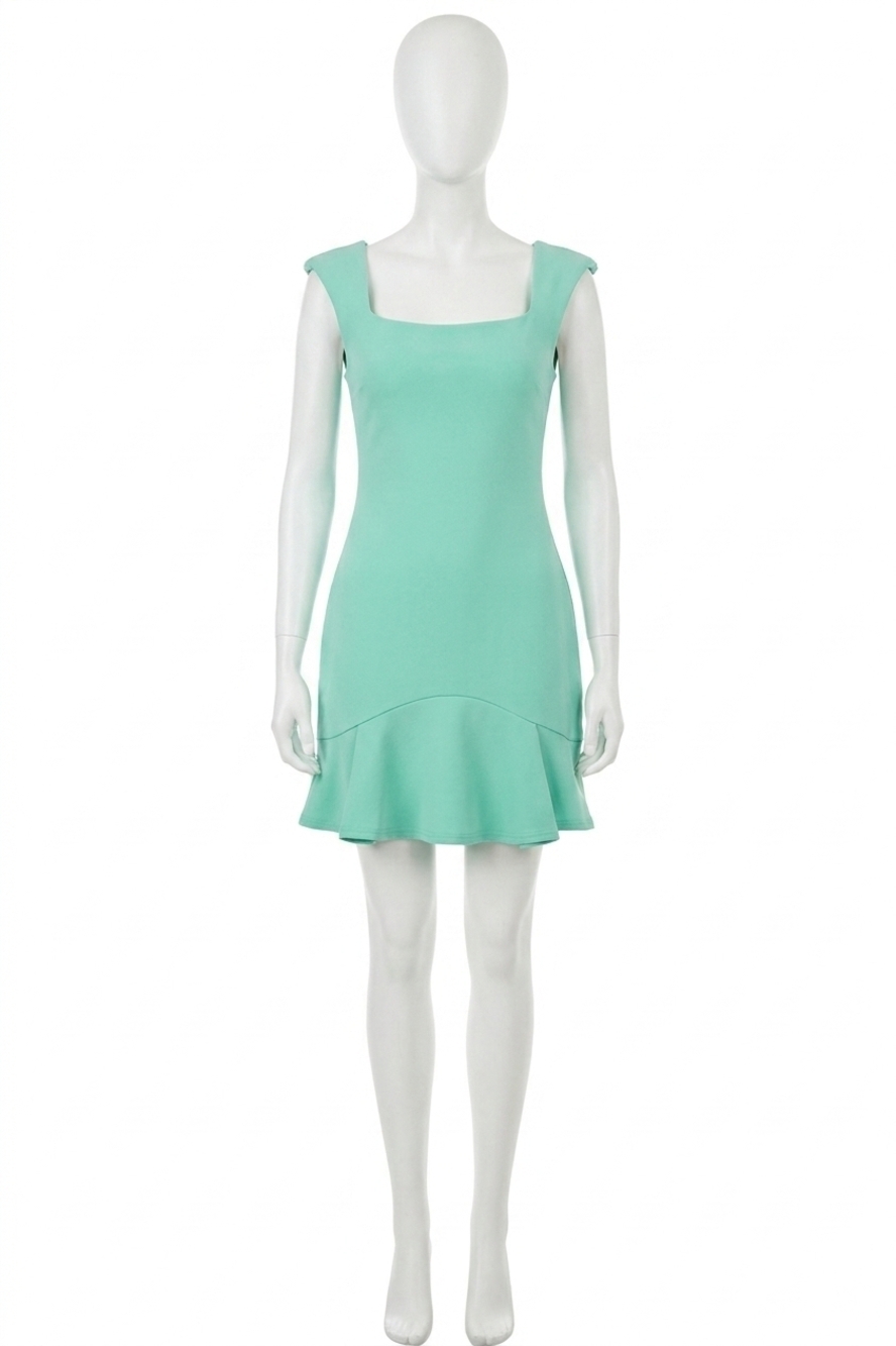 NEW SHE + SKY sleeveless square neck dress with pleated hem in mint